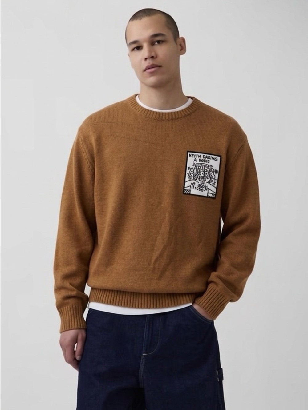 Keith Haring “À Paris 1986” Graphic Patch Knit Sweater | Unisex